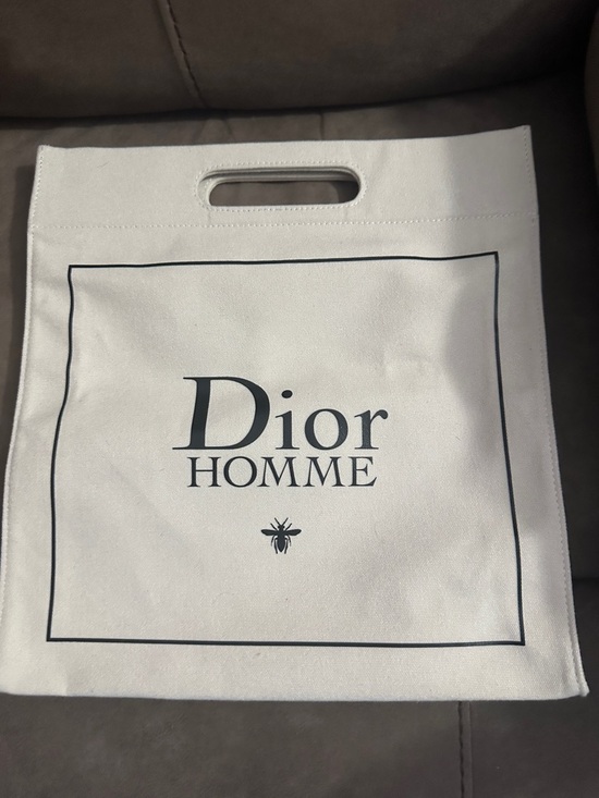 Dior Handbags - Dior Homme off White Canvas Logo Tote with Black Print